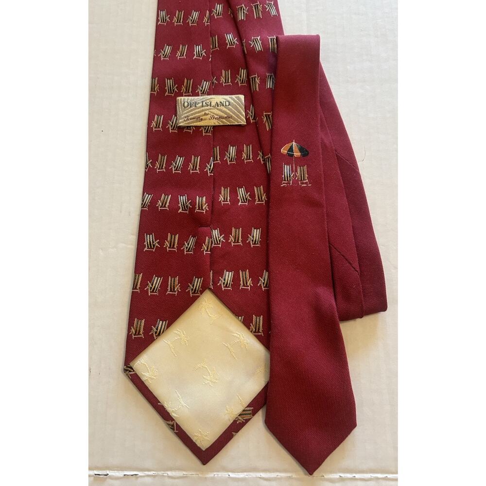 Tommy Bahama Tie Men’s Red Beach Chair 4” Tropical Design‎ 100% Silk